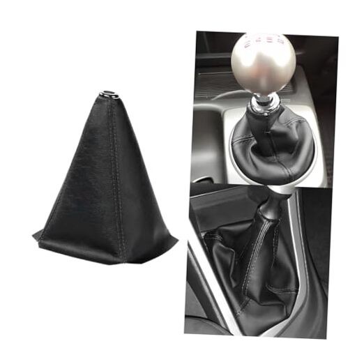Car Shift Boot Cover, PU Leather Manual Automatic Vehicle Shifter Black Line
