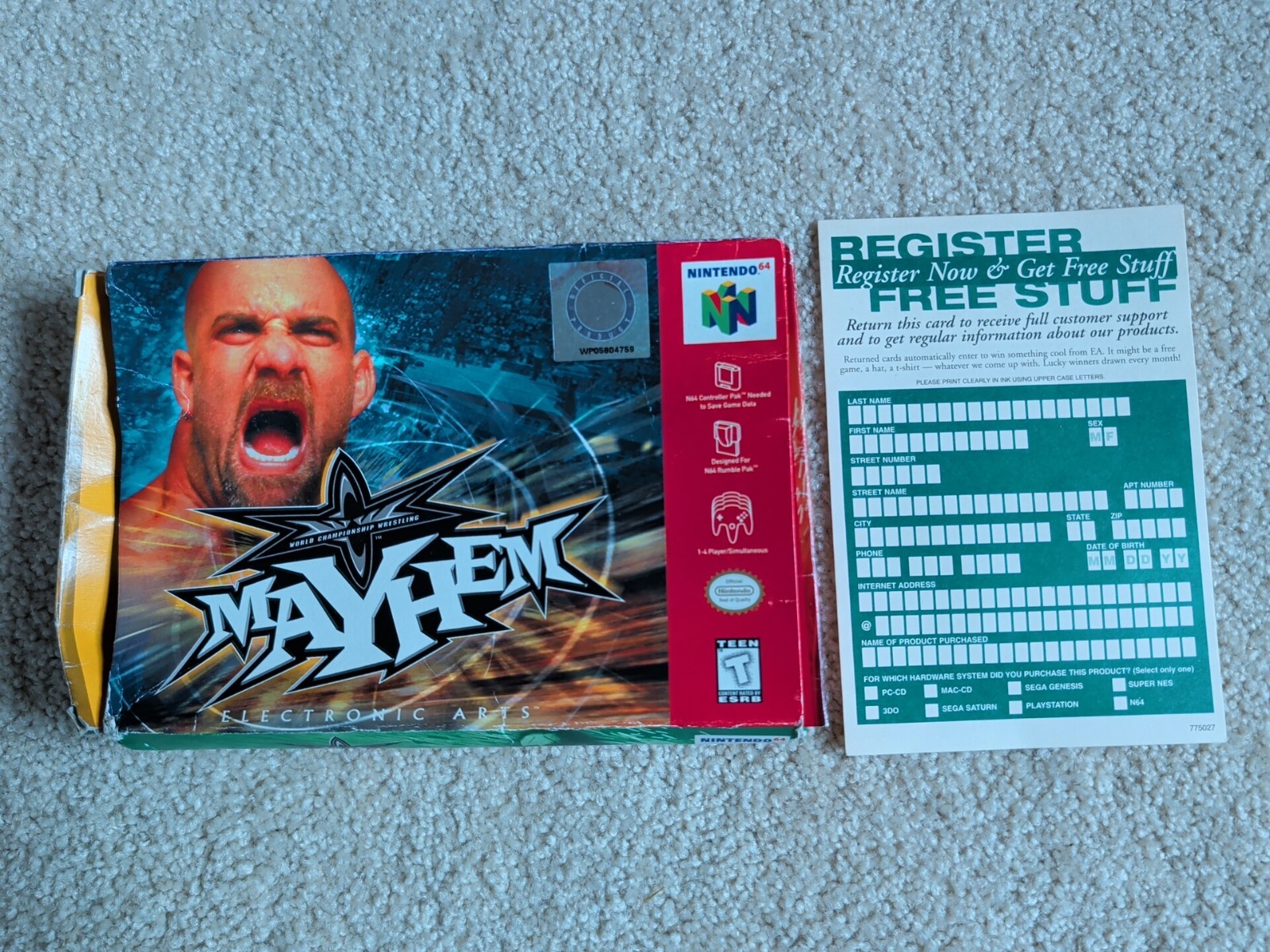 WCW Mayhem (Nintendo 64, 1999) Box Only