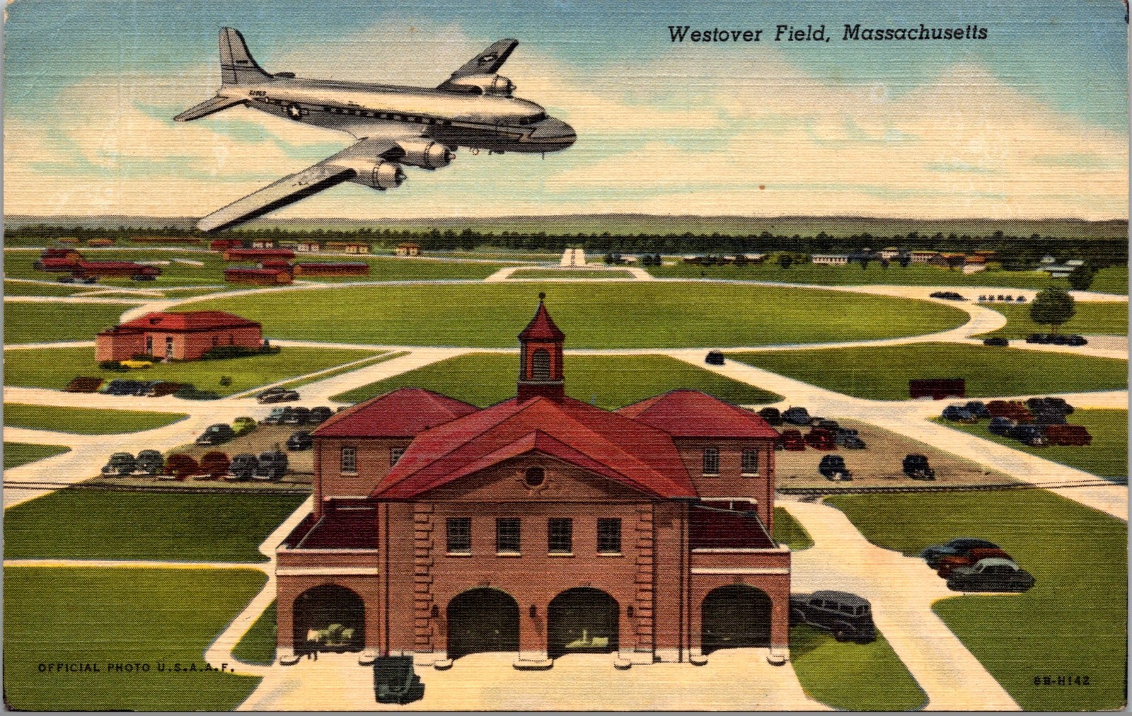 Westover Field Chicopee Massachusetts Postcard Linen Aviation, Army, Airplane