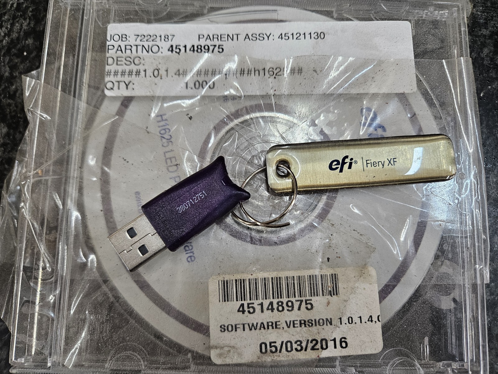 EFI Fiery software & license key for H1625 LED UV Printer p/n 45148975