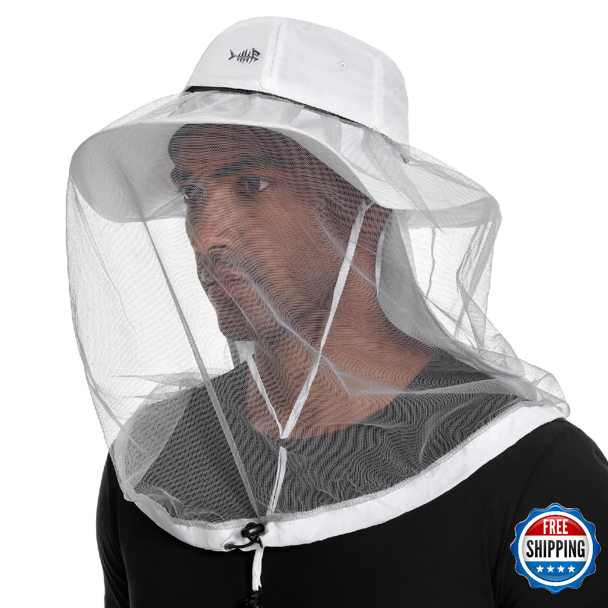 BASSDASH UPF 50+ Mosquito Sun Hat w/ Hidden Net & Neck Flap for Men Women