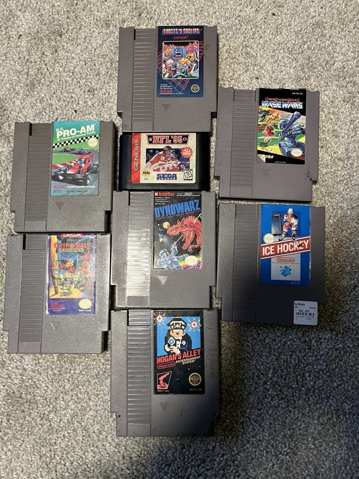 Nintendo, SEGA, Capcom, Bandai, Rare Ltd. Lot: NES, Genesis Game Cartridges