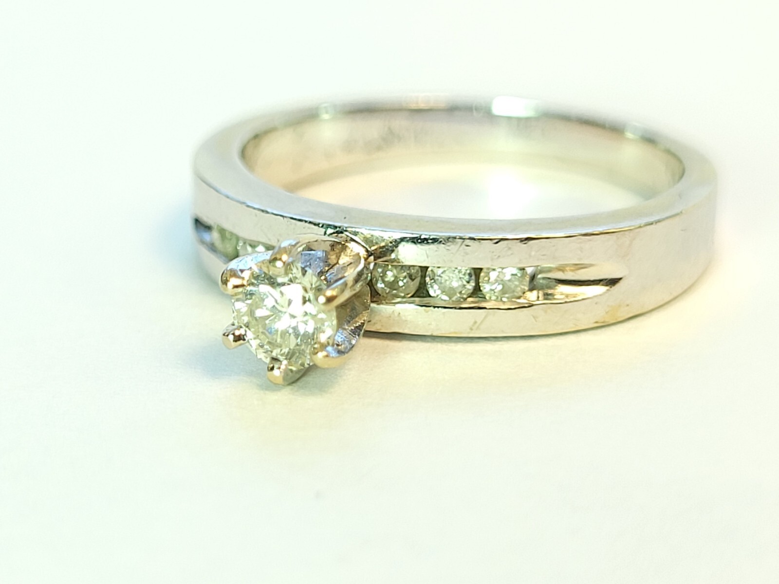 Vintage .45ctw Engagement Band 14k White Gold Diamond Ring 6 1/4