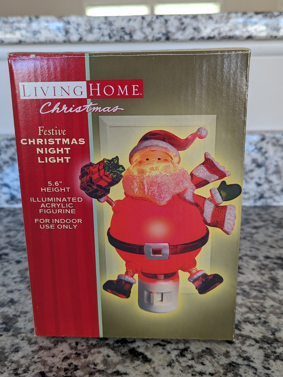 Living Home Christmas Santa Night Light Acrylic Figurine 5.6" Tall