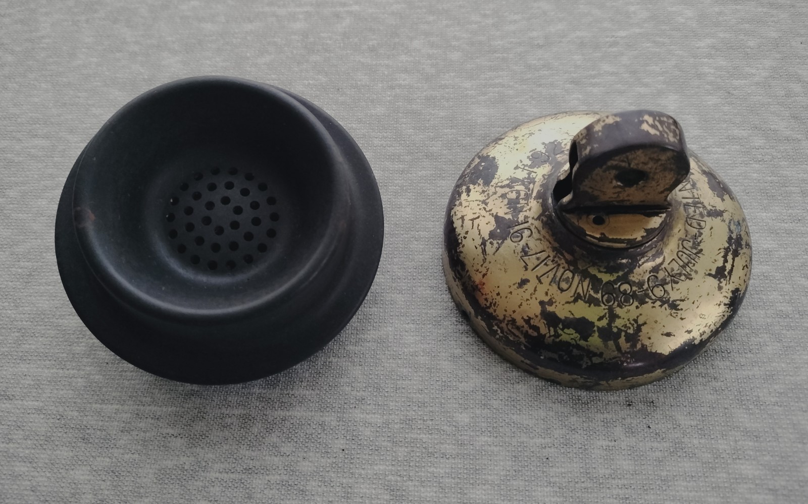 ANTIQUE CANDLESTICK TELEPHONE 2 PIECE MOUTHPIECE BAKELITE BRASS 635 A PATD 89 91