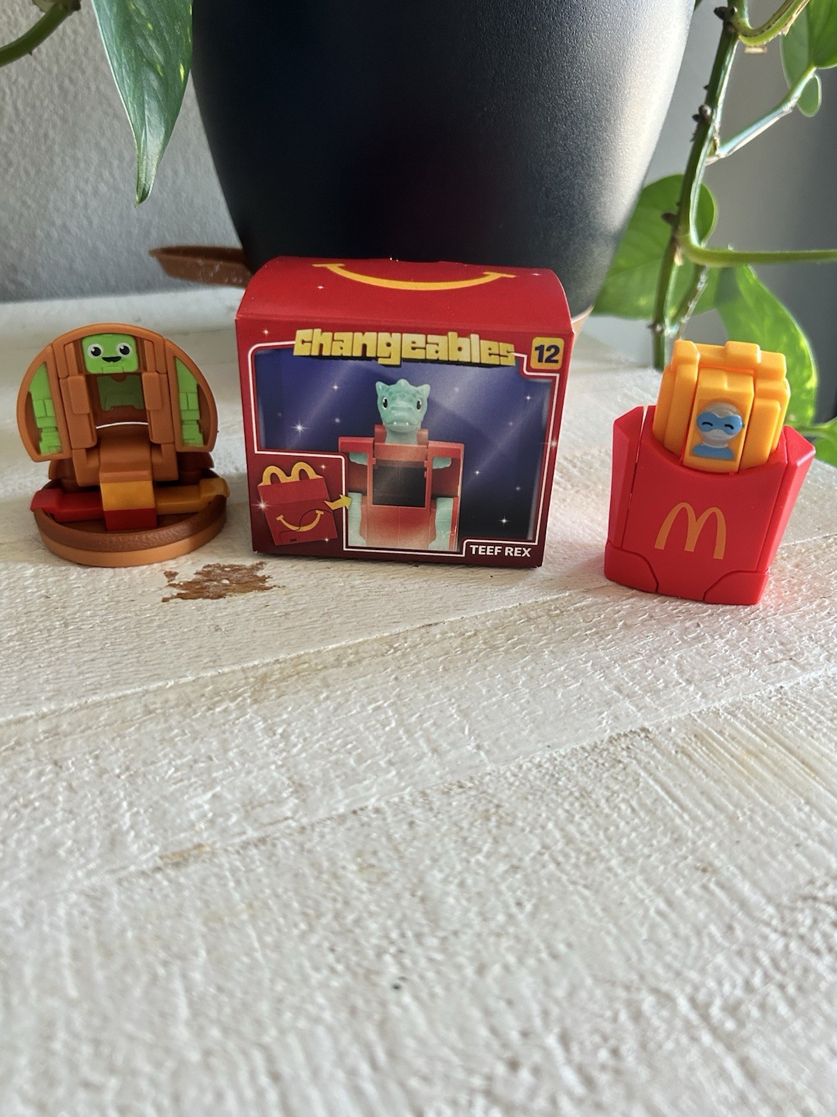 Mcdonalds Changeables #12 Teef Rex & Burger, Fries Happy Meal Toy