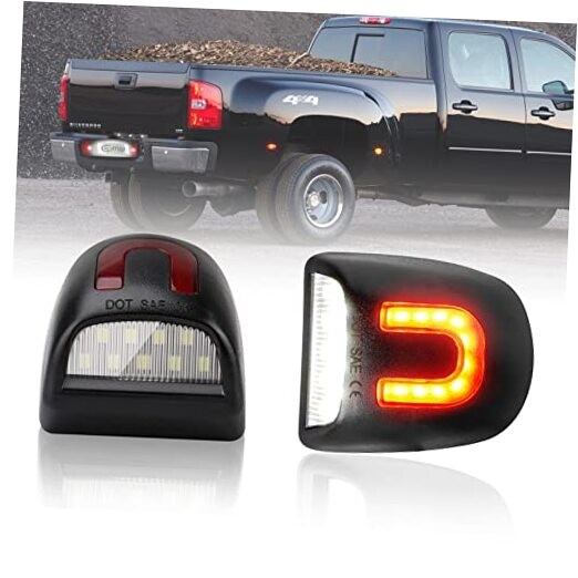  LED License Plate Light Assembly, Replacement for Chevy 6500K WHITE+ U Red