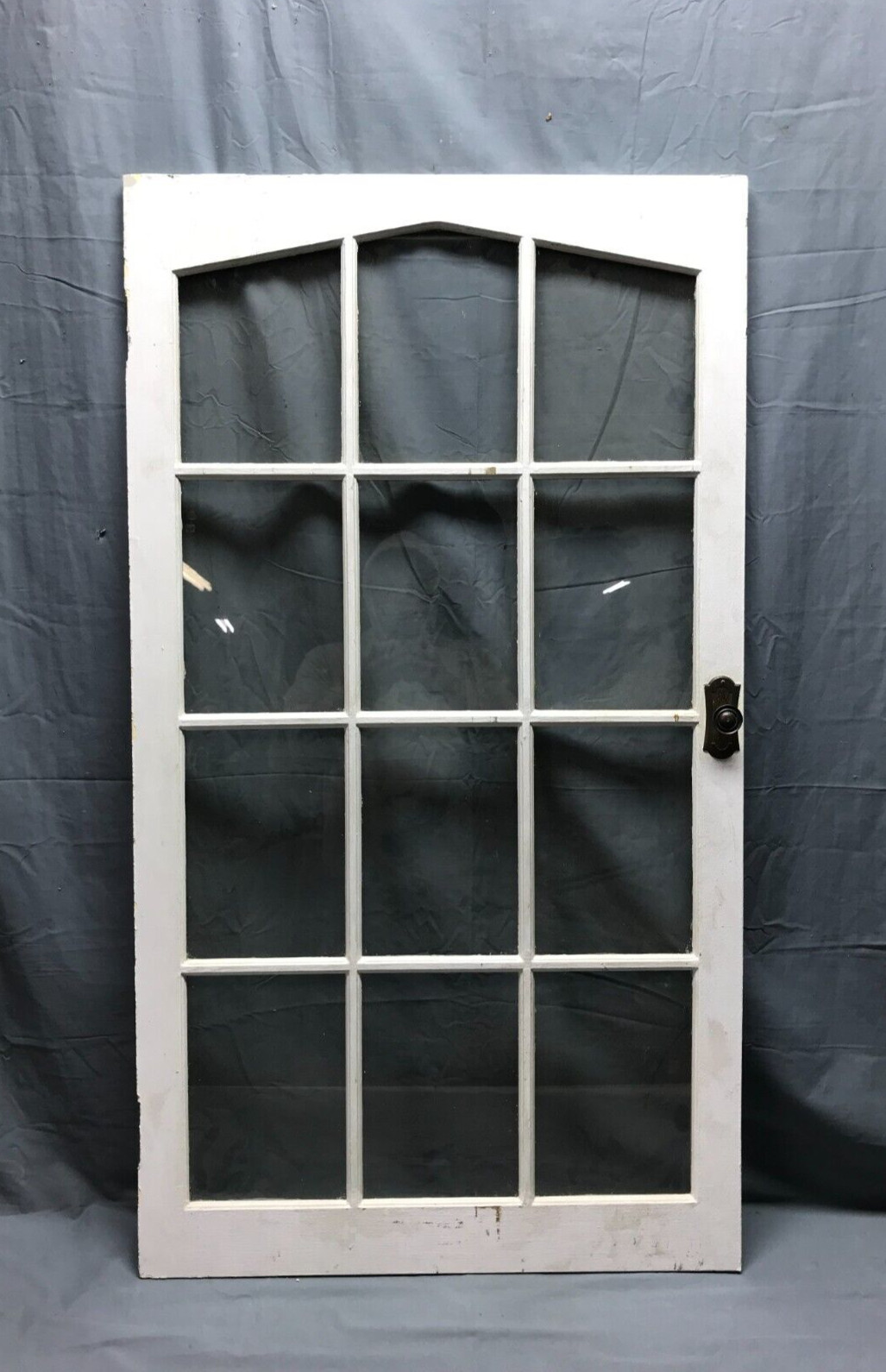 VTG 12 Lite 26x46 Cabinet Cupboard Bookcase Peaked Glass Top Door Old 483-26B