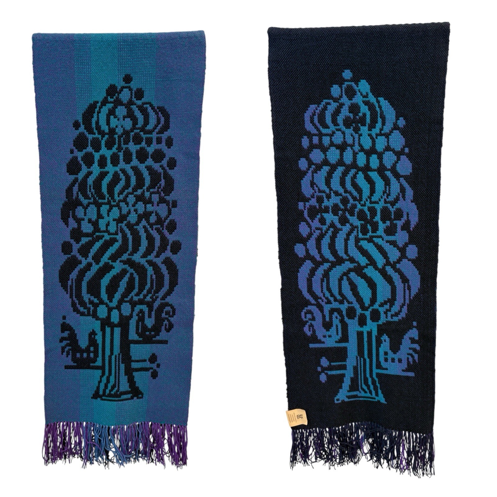 VTG HandWoven Tapestry FINNISH Kilim Wool REVERSIBLE 15.5x42" w Tag STUNNING