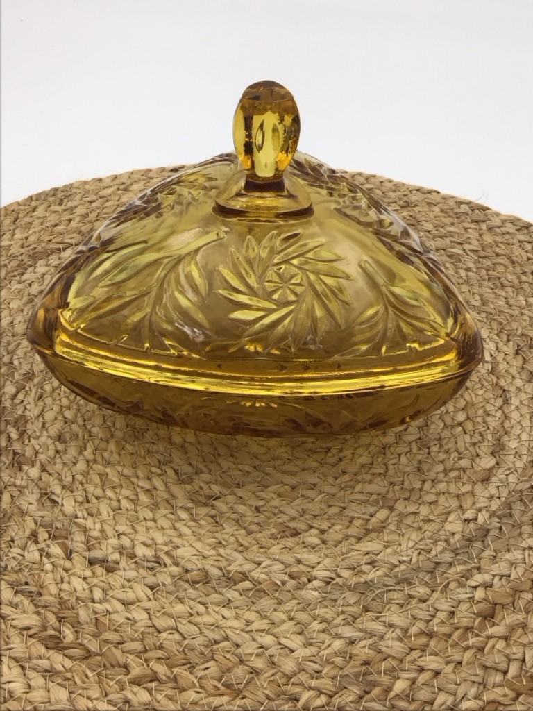 Hazel Atlas Glass Co. Amber Covered Candy Dish