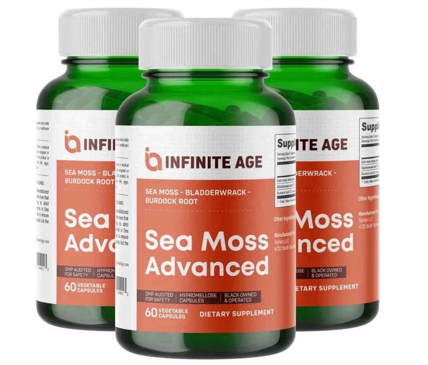 INFINITE AGE 3 Pack of 1250mg Sea Moss Advanced Superfood Capsules,180 Count New