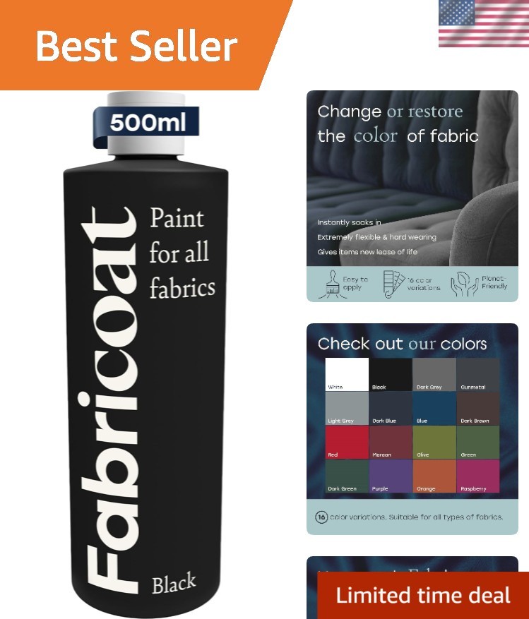 Non-Toxic Fabric Paint - 17oz Black Satin for Furniture & Upholstery Restoration