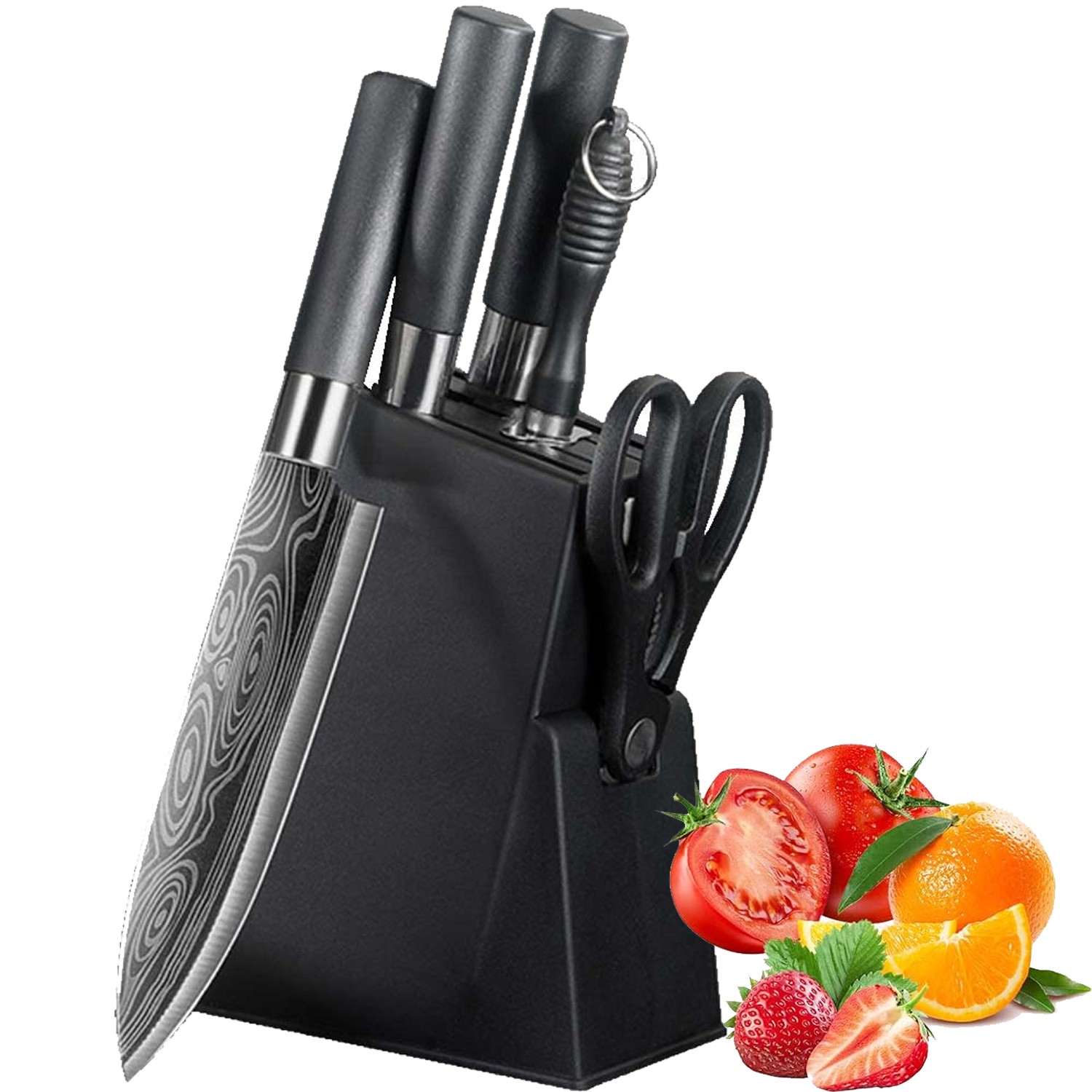 7 Pieces Knife Set for Kitchen Dishwasher Safe Chef Knife with Sharpener & Block