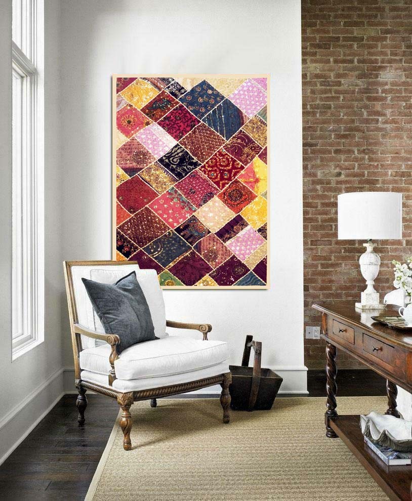 Birthday Gift Living Room Handmade Throw Tapestry Patchwork Decor Wall Hanging