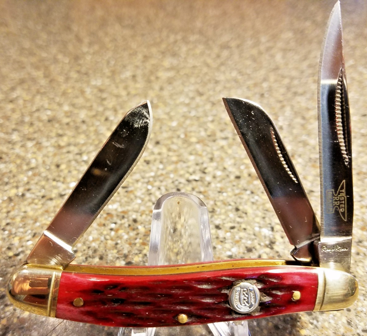Rough Rider RR267, Stockman Jigged Red Bone, 3-1/2", 3-Blades, NEW Vintage2000