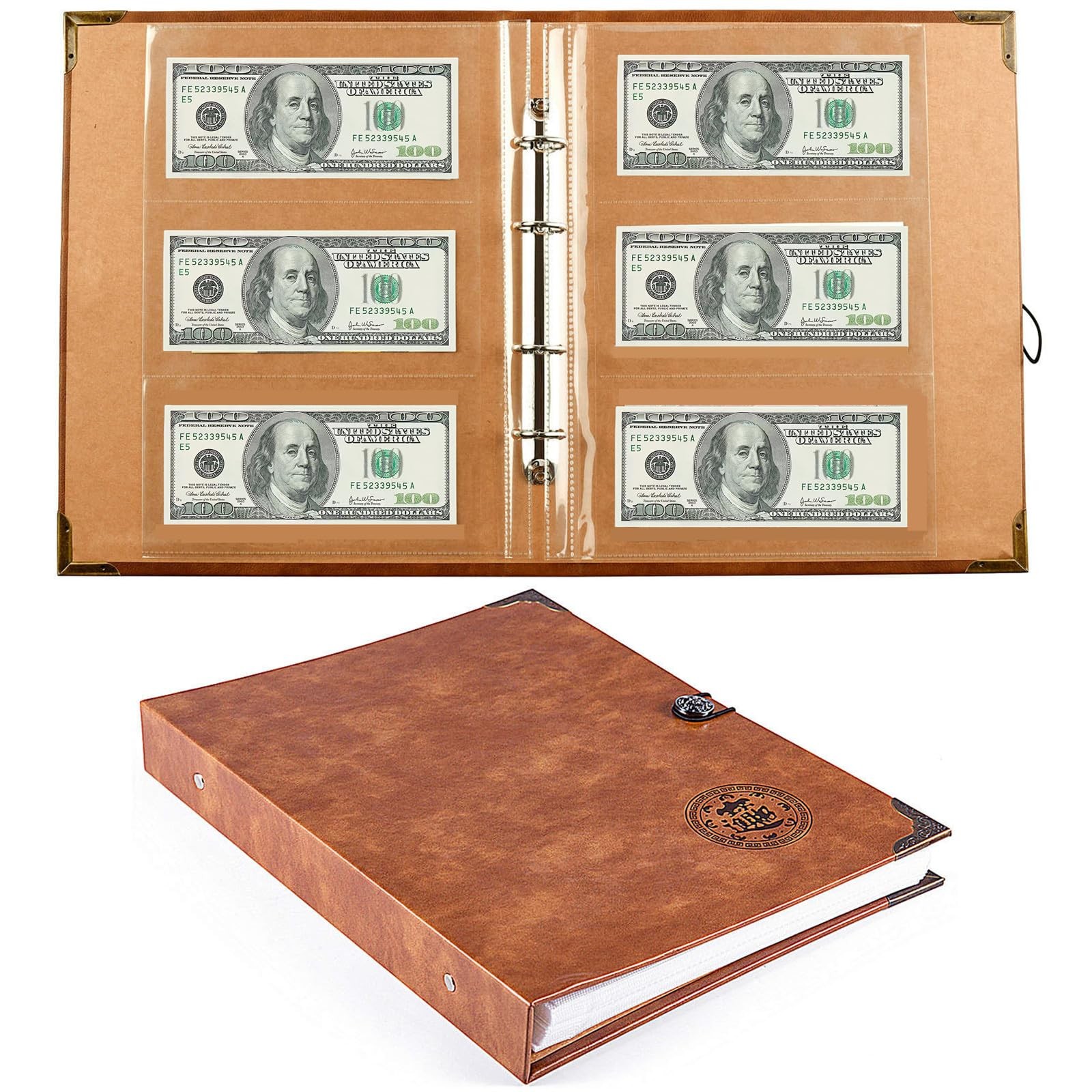 120 Pockets Currency Paper Money Collection Book Album Dollar Bill Holder Sle...