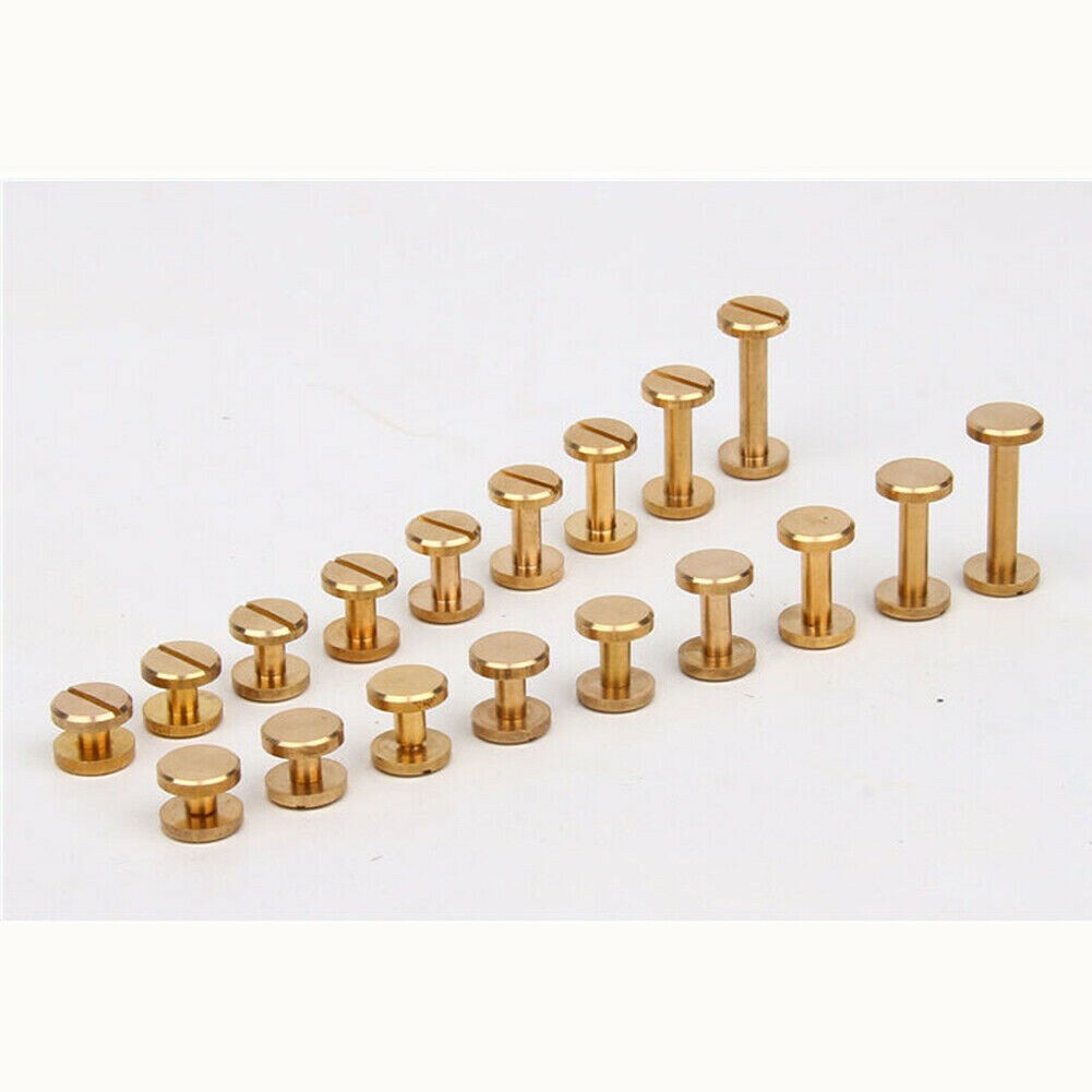 20pcs Brass Binding Screw Chicago Nail Stud Rivet Interscrew Bag Belt Shoes Gold