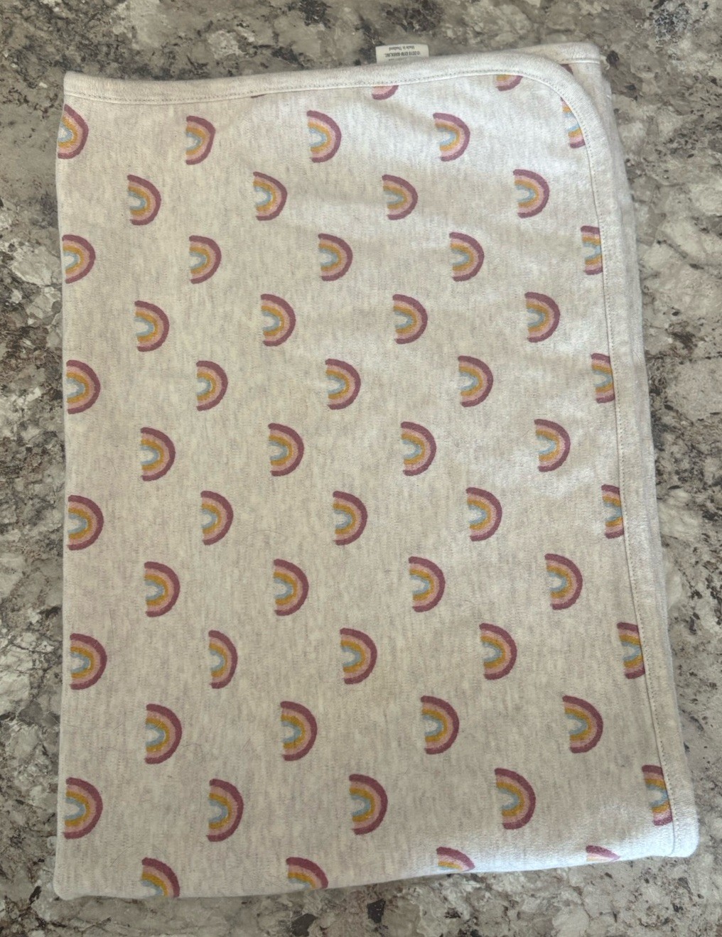 2018 Gymboree Light Gray Neutral Baby Receiving Blanket Rainbows Cotton
