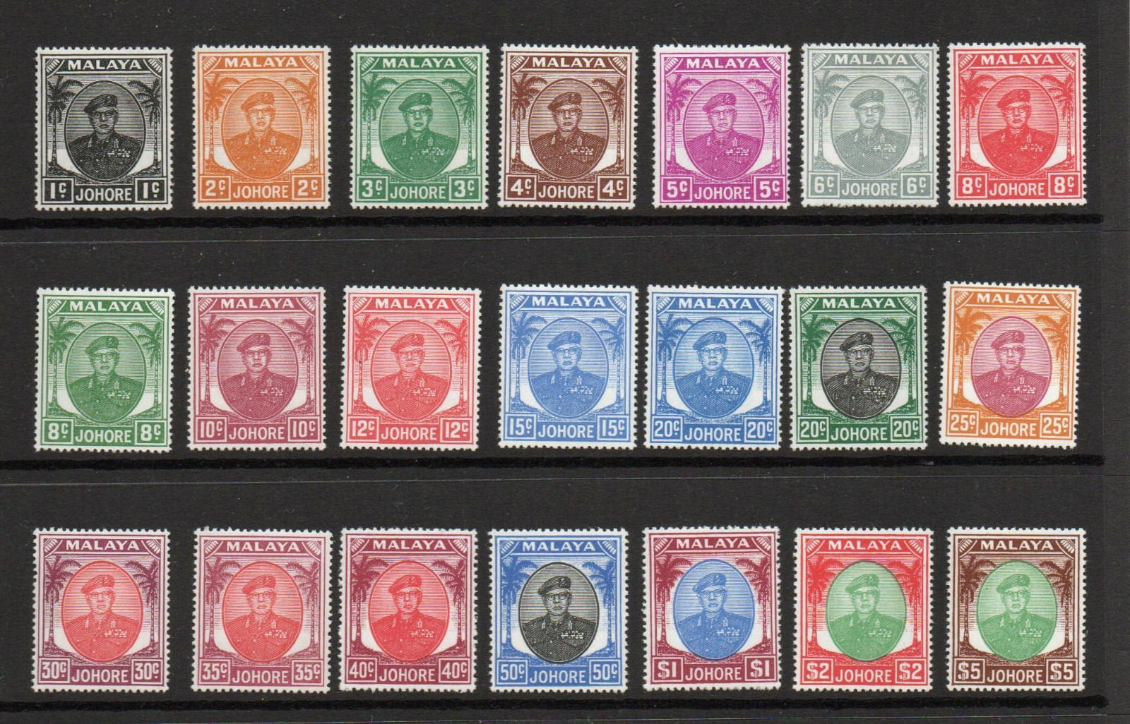 JOHORE STATE SG 133-47 1949 GVI SET FINE M/M