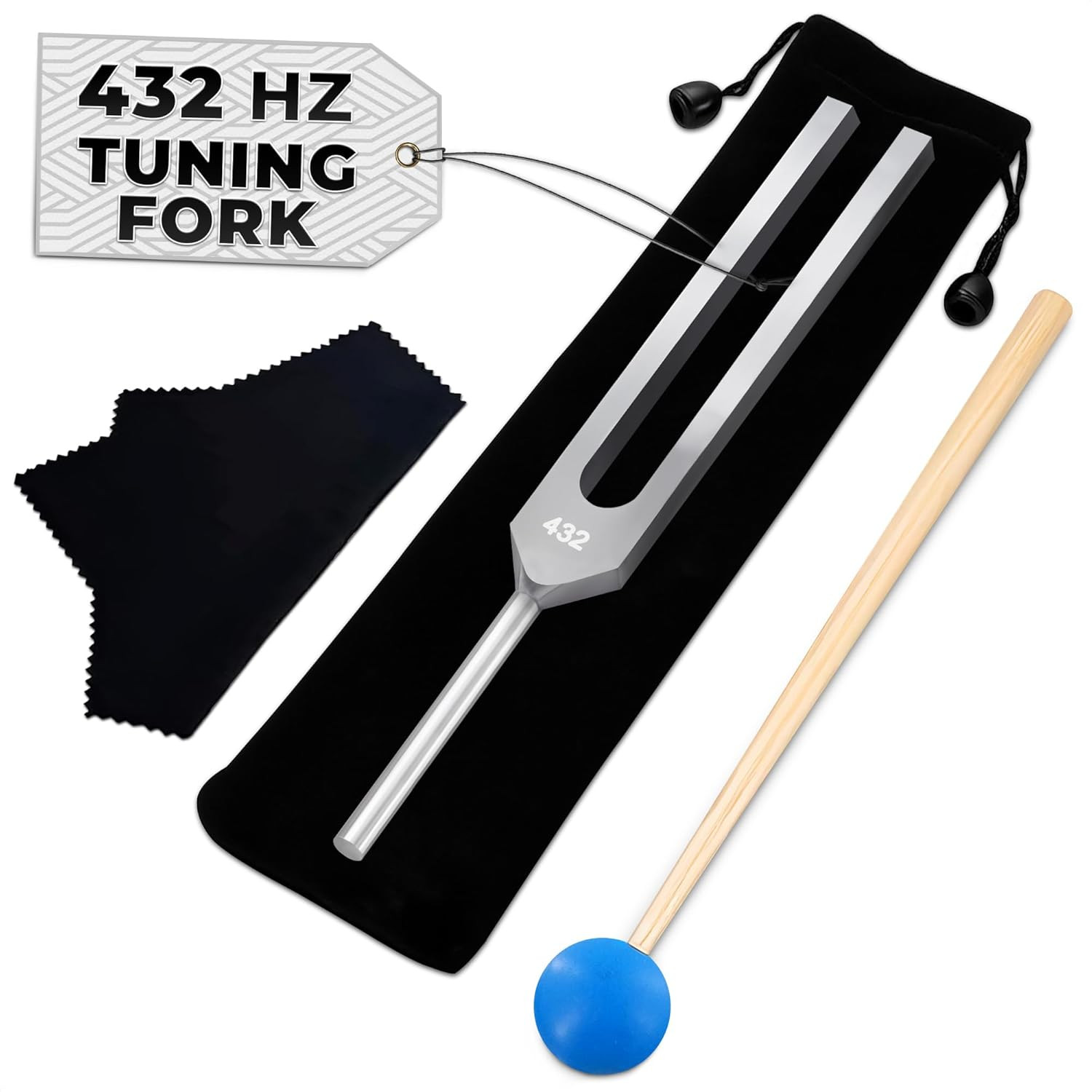 432 Hz Tuning Fork Set – 7.2 Inch Aluminum Alloy Harmony Tuning Fork Set with Re