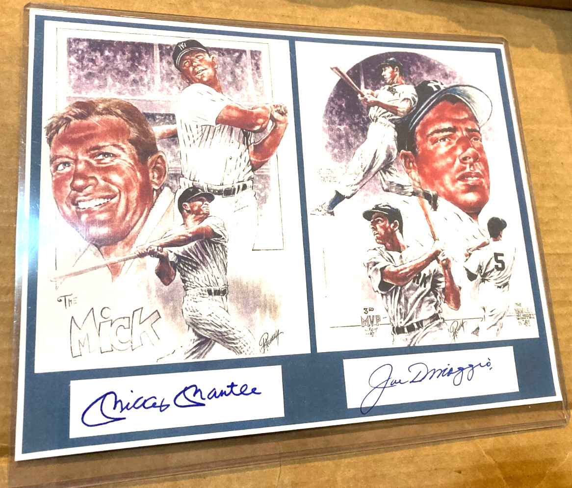 MICKEY MANTLE & JOE DIMAGGIO NY YANKEES SIGNED AUTOS 8X10 COLOR PHOTO CERT.