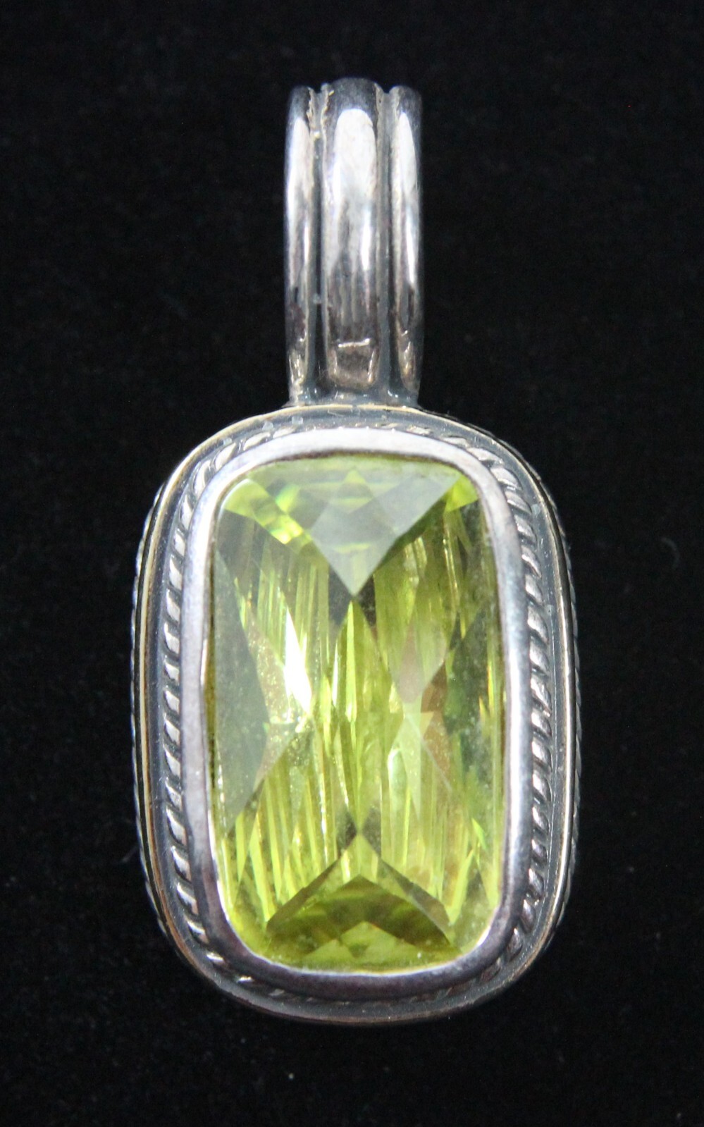 Vintage Prasiolite Chunky Pendant 925 Sterling Silver Hinge Bale
