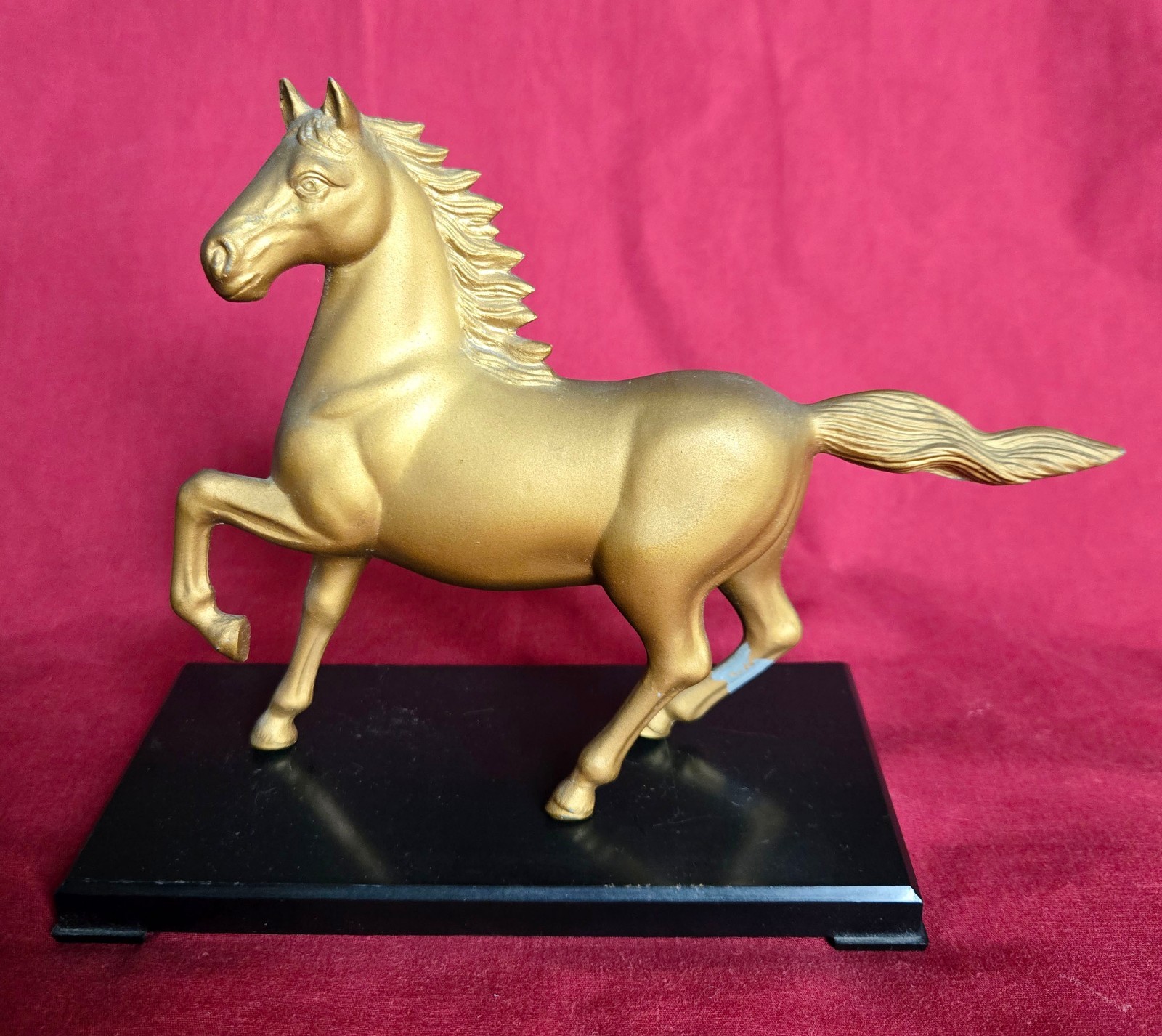 Year of the Horse Golden Pewter Figure 7" x 5" x 1.5" w/ Plastic Base