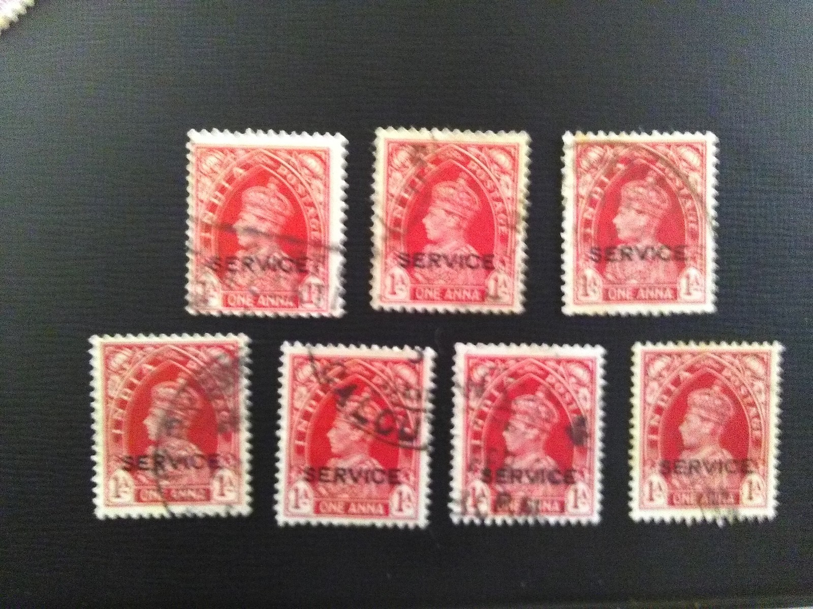 INDIA  USED  STAMPS  1937-39 KGV1  SERVICE  1  ANNA CARMINE SHADES  SG0137.