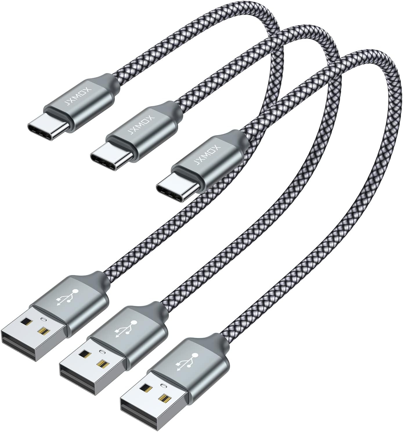 Short USB A to USB C Cable 1 Foot 3 Pack 3.1A Fast Charging