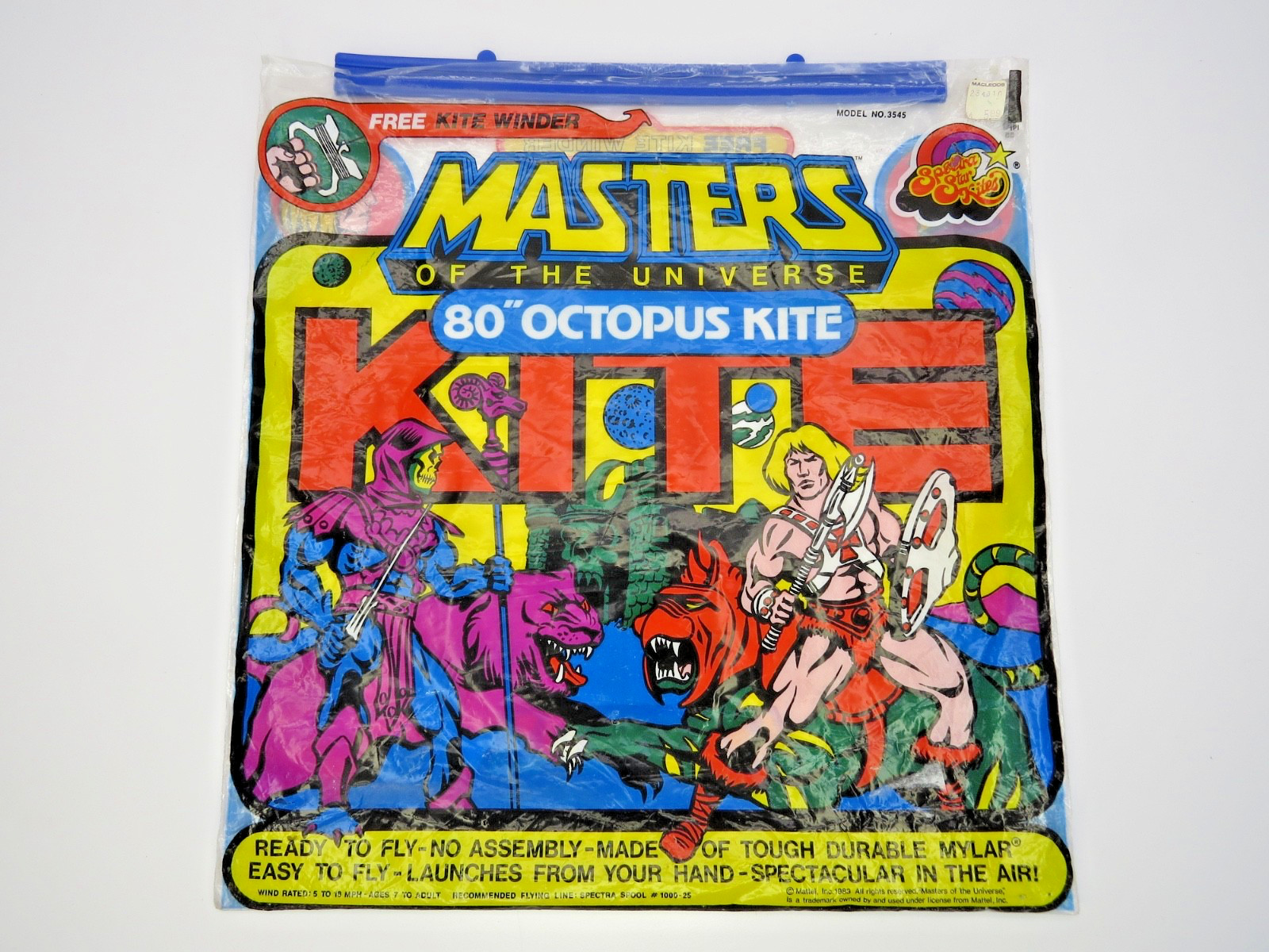 Vtg 1983 Masters of The Universe He-Man Battle Cat 80" Octopus Spectra Star Kite