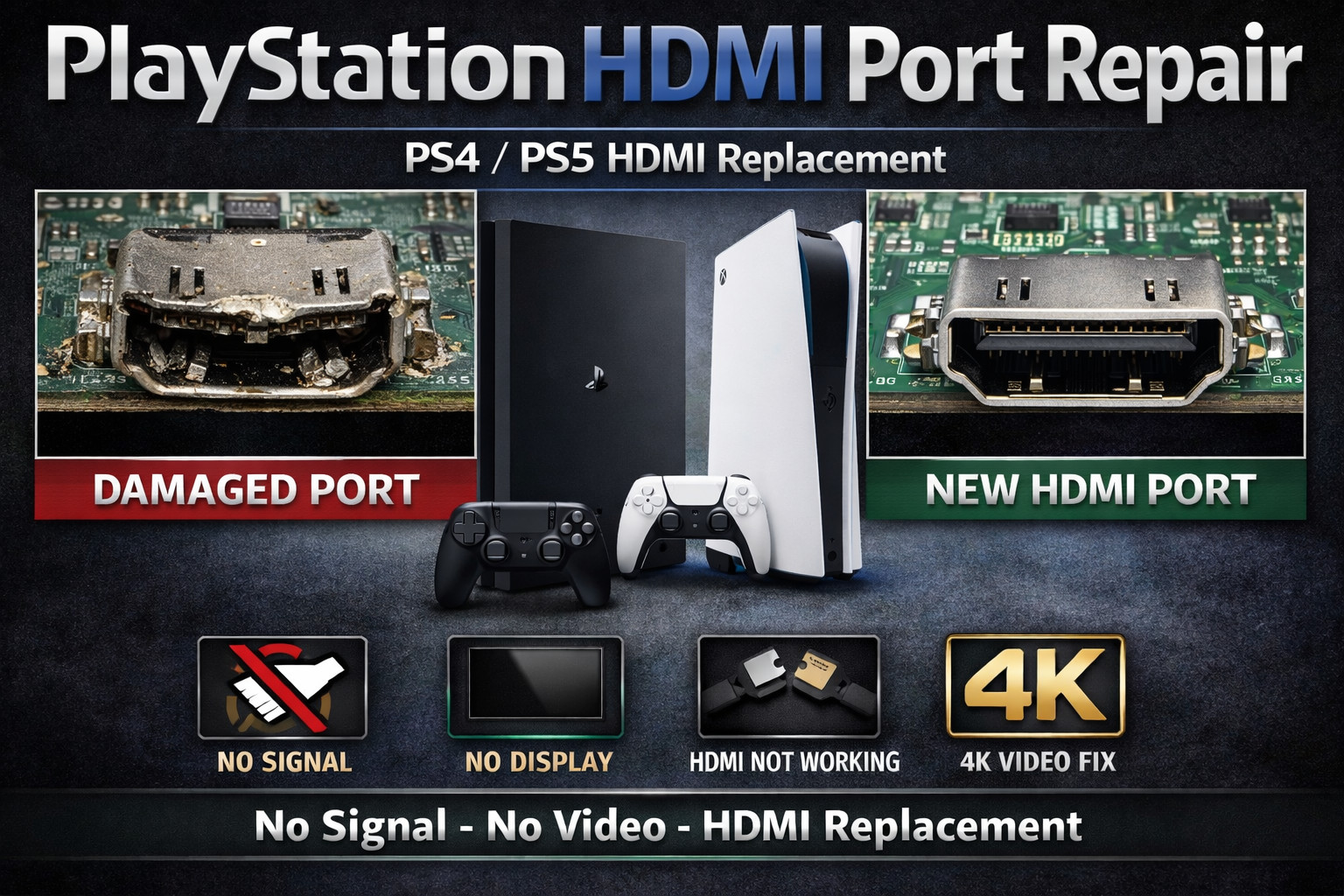 PS5 HDMI PORT REPAIR SERVICE | NO SIGNAL | BROKEN / LOOSE PORT | MAIL-IN SERVICE