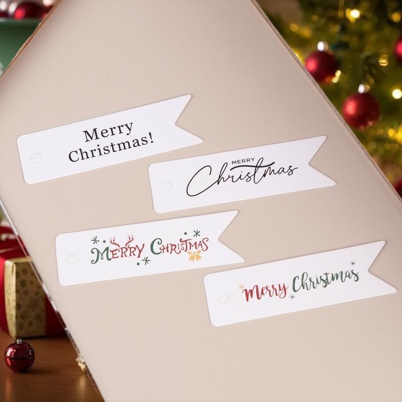 100PCS Christmas Gift Tags Holiday Present Labels With Merry Christmas Design