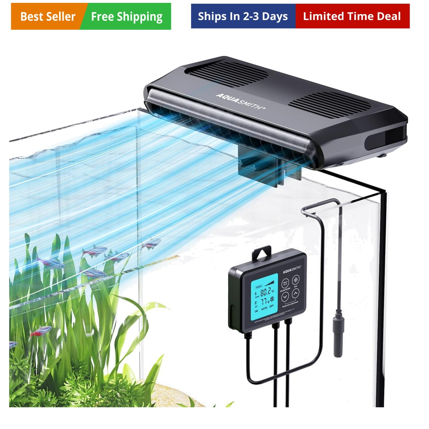 Aquarium Chiller Fan,Fish Tank Cooler with Temperature Control,Minimum Settin...