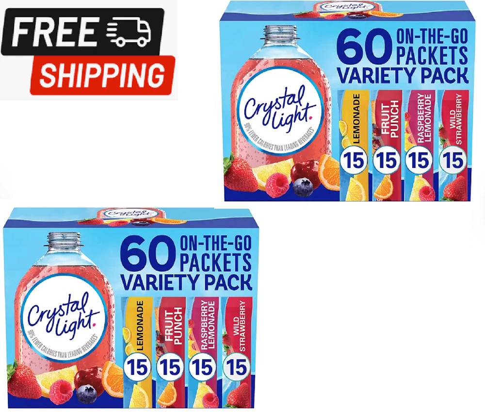 2-PACK Crystal Light Lemonade, Fruit Punch, Total 120 ct