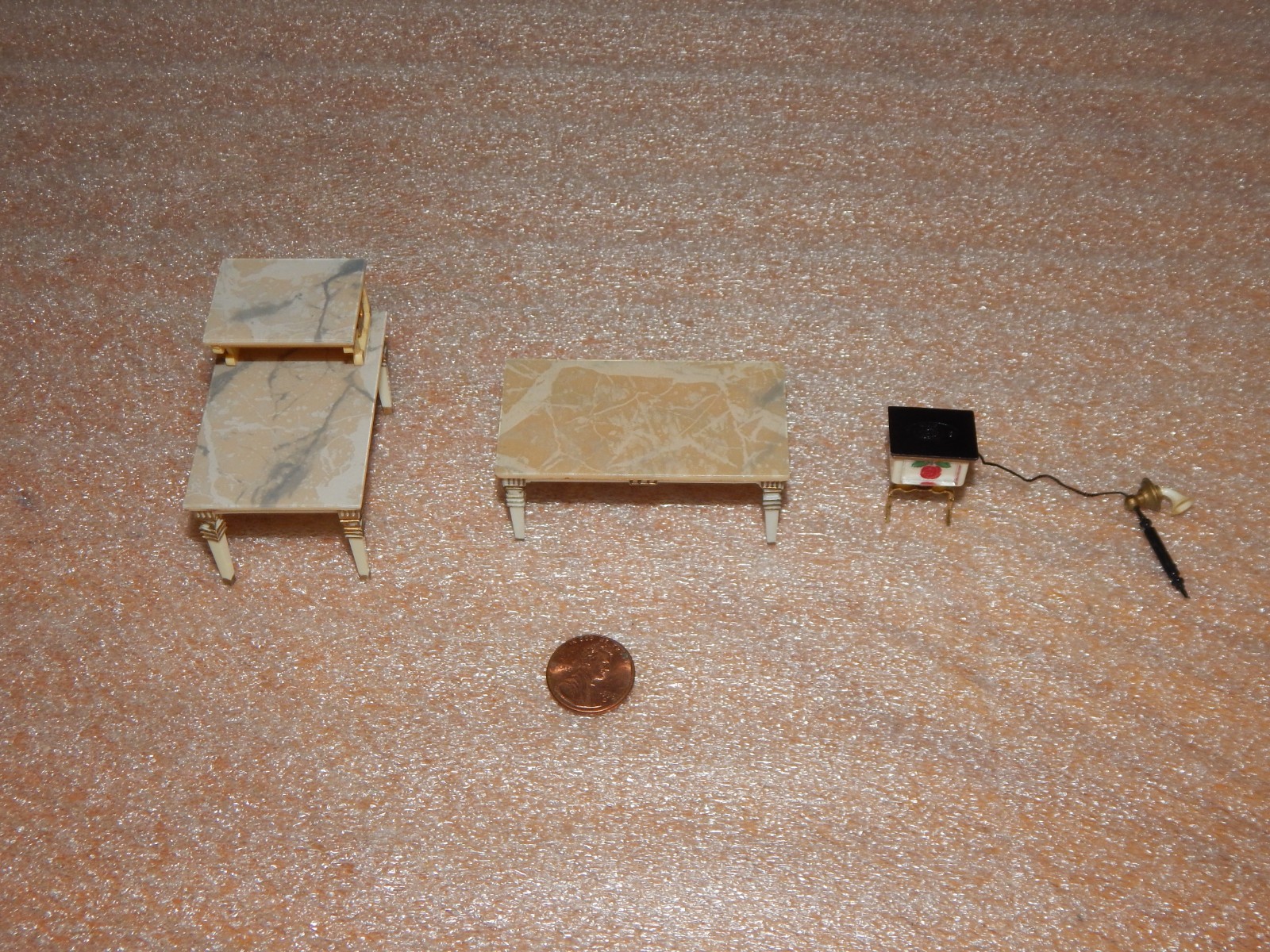 Set 3 IDEAL Petite Princess Dollhouse Furniture Coffee & End Table & Telephone