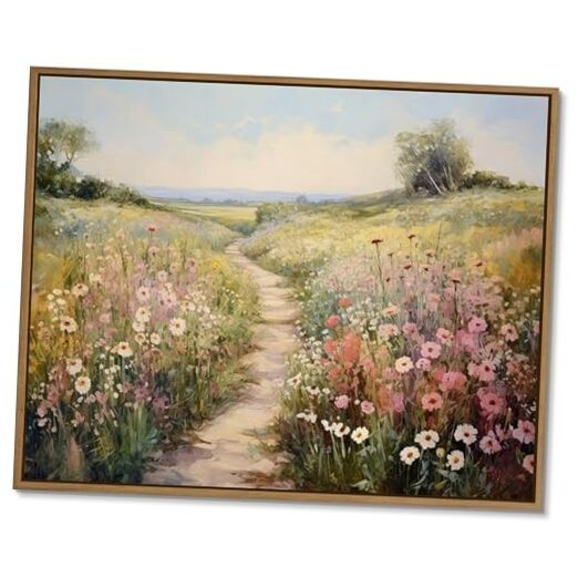  Framed Flowers Path Art Prints Colorful 10"L x 8"W AB24-165-Flower Path