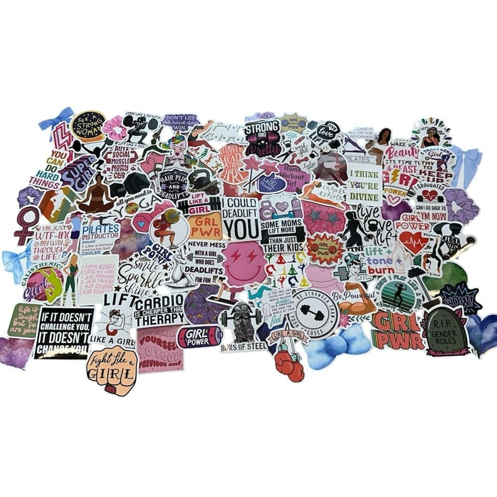 Huge Lot Gym Workout Stickers 100+ pcs Girlie Feminist Fitness Yoga Goals