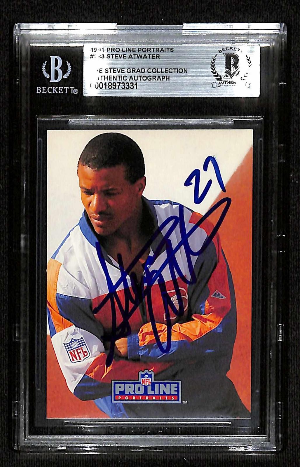 Steve Atwater Broncos Vintage Signed 1991 Pro Line Portraits Card Beckett