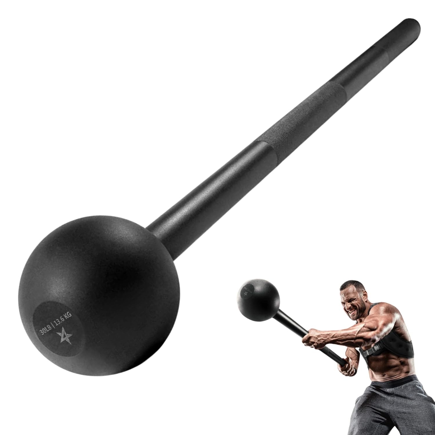 Steel Mace Bell for Strength Training 30 Pounds Yes4All Shoulder Grips Forearms