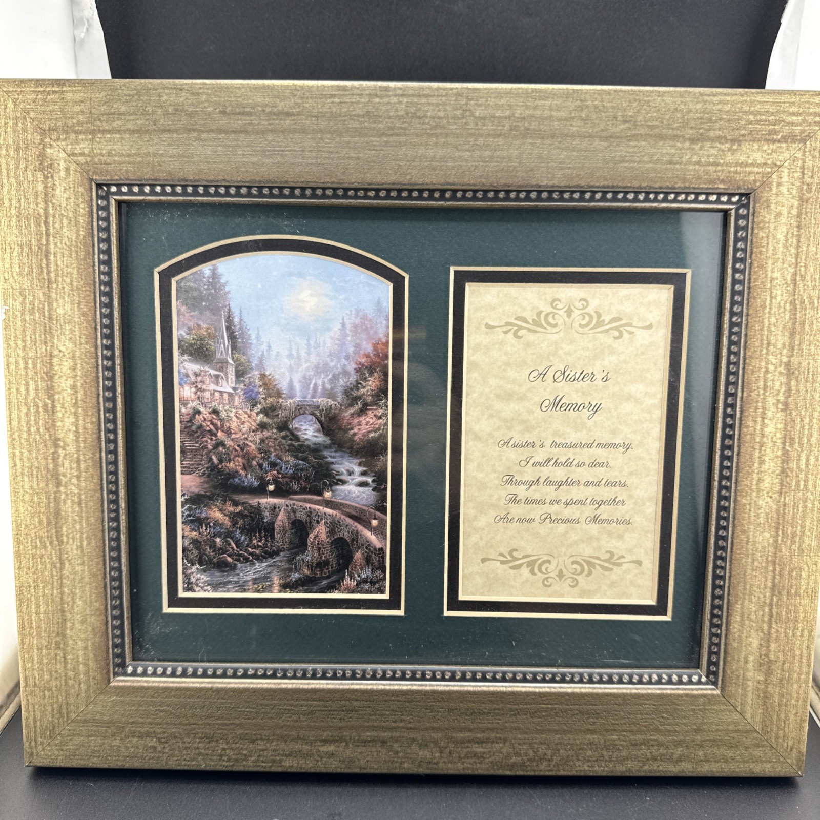 In Loving Memory Sister Sentiment Memorial Picture Matted Framed Easel Back 📦