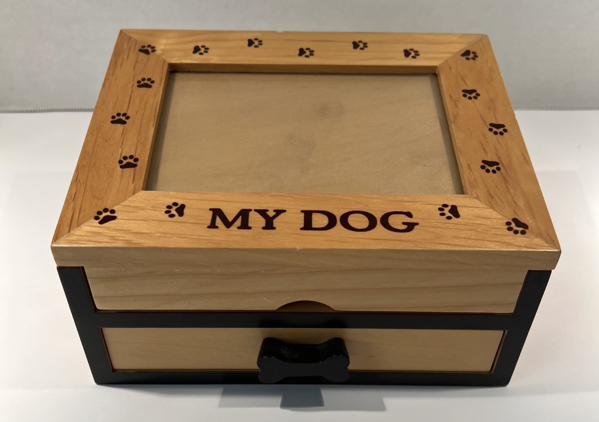 My Dog Keepsake Box w Drawer, 3x5 Photo slot, photo wallet unused 8"x6"x4"