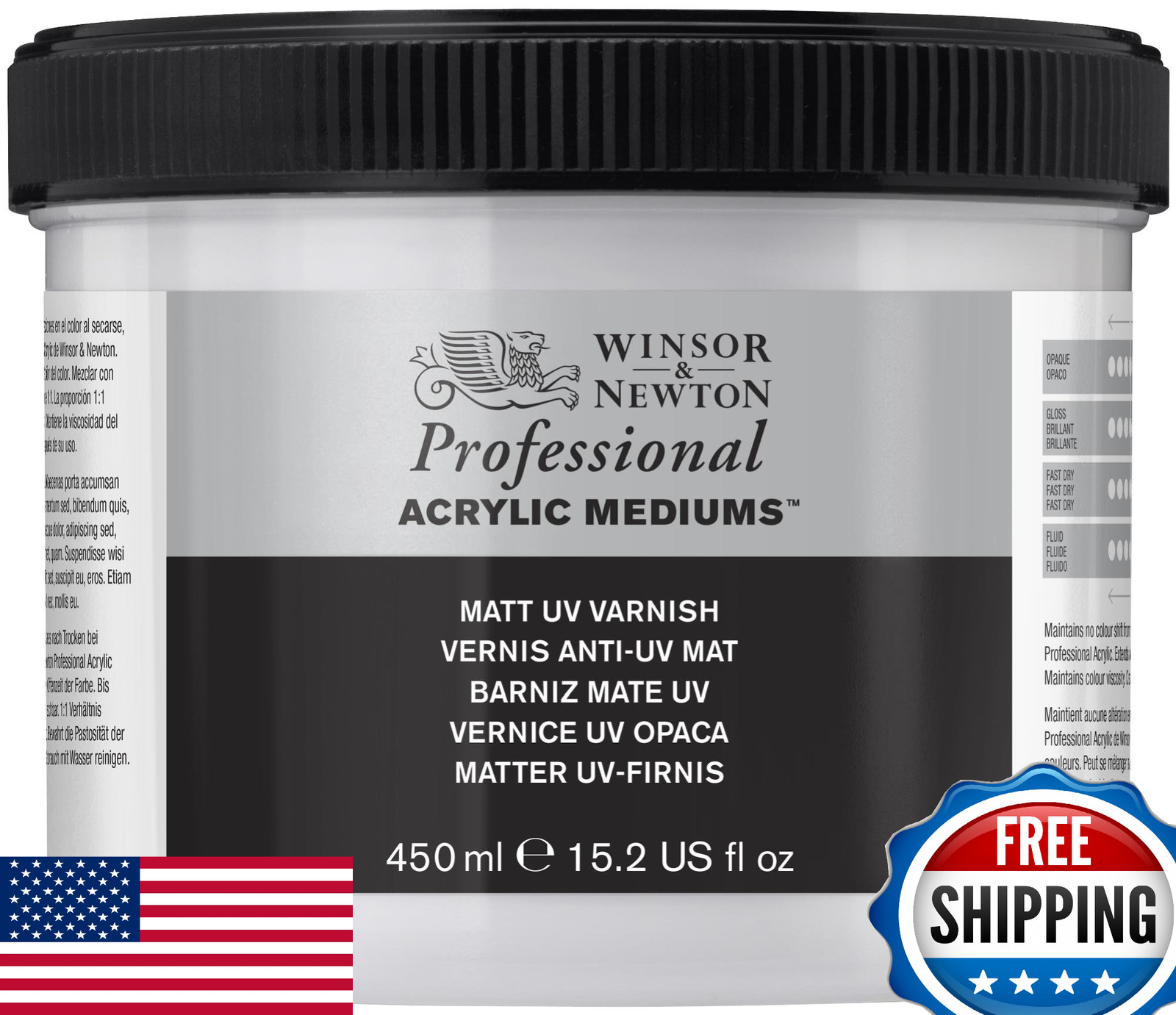 Winsor & Newton Professional Acrylic Matt UV Varnish 450ml (15.2oz)