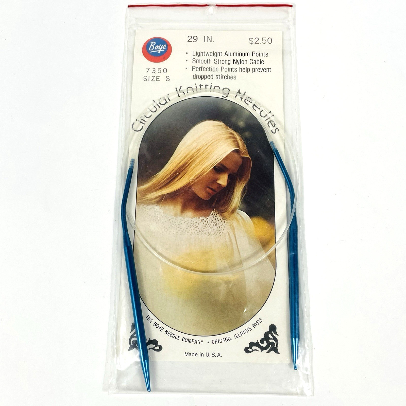 Boye Aluminum Circular Knitting Needle No. 7350, 29" Size 8 U.S.