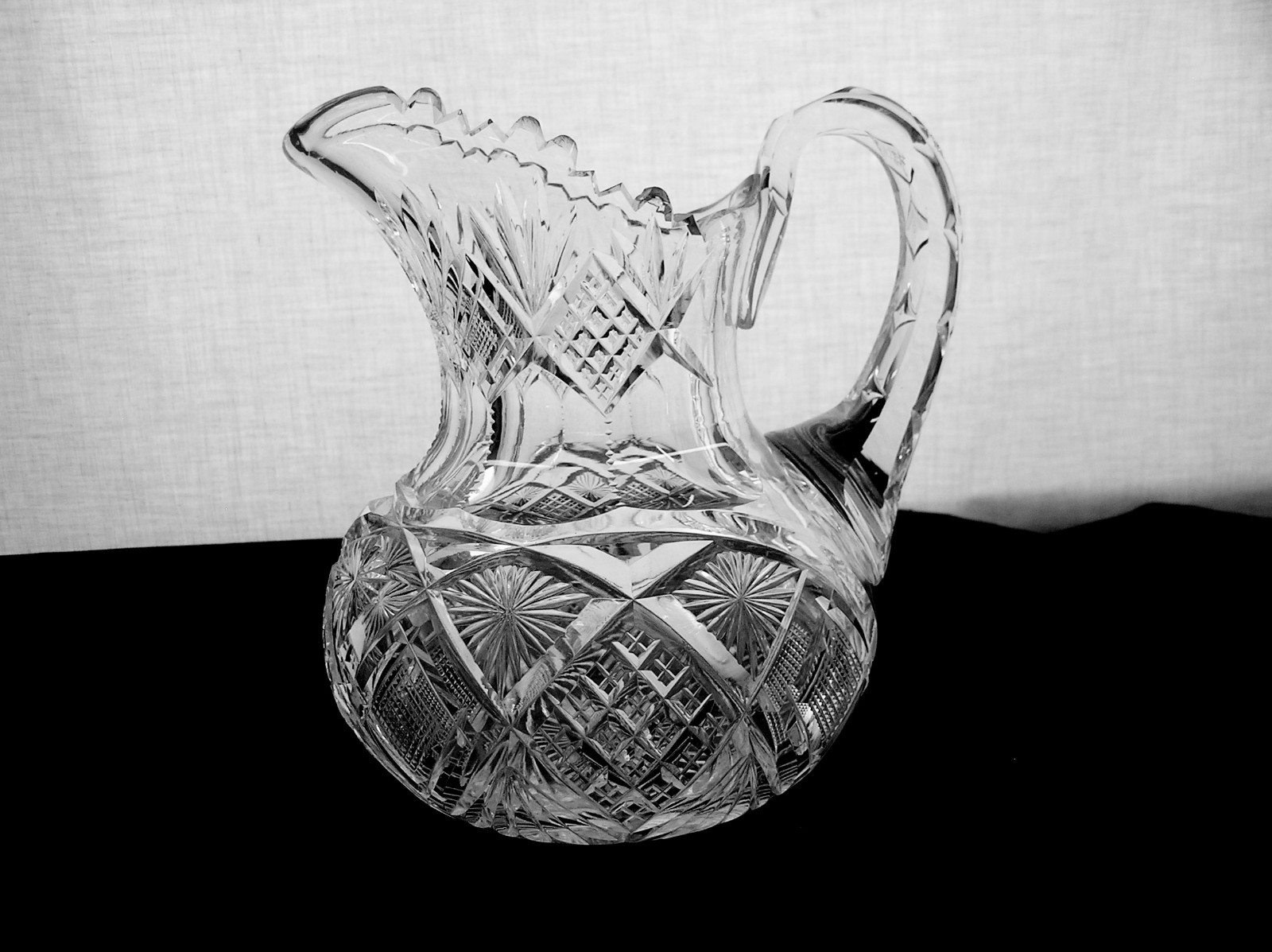American Brilliant Cut Glass 1876-1916 1893 Libbey Harvard bulbous pitcher early