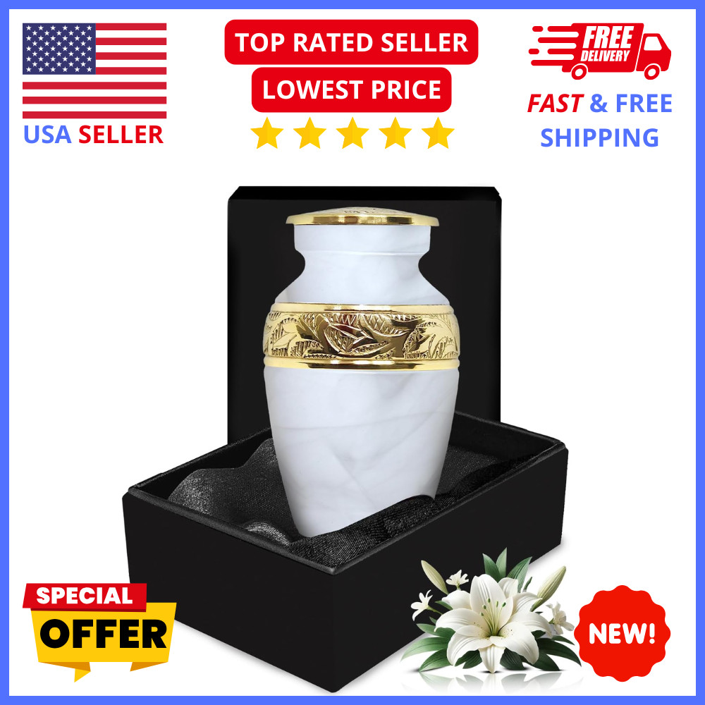 Mini Keepsake Urn White Ceramic Pet Ashes Memorial Cremation Holder Small