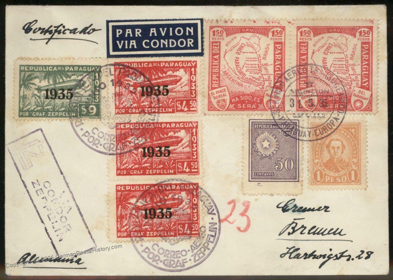 Paraguay 1935 Graf Zeppelin SAF Si304 Germany Cover 98882