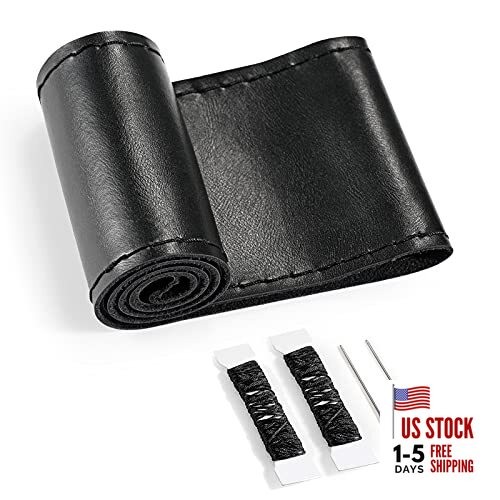  Genuine Leather Steering Wheel Cover, Made of Cowhide, Stitch on Wrap, Fit 