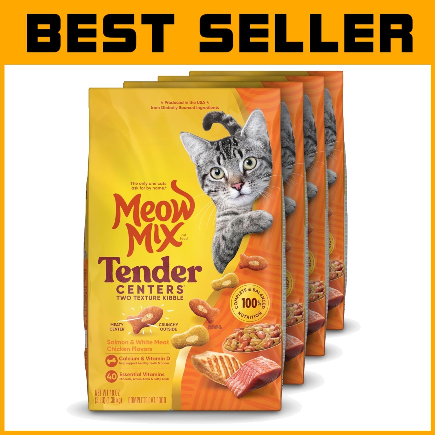 Crunchy Outer Layer, Meaty Center Cat Food, Salmon & Chicken