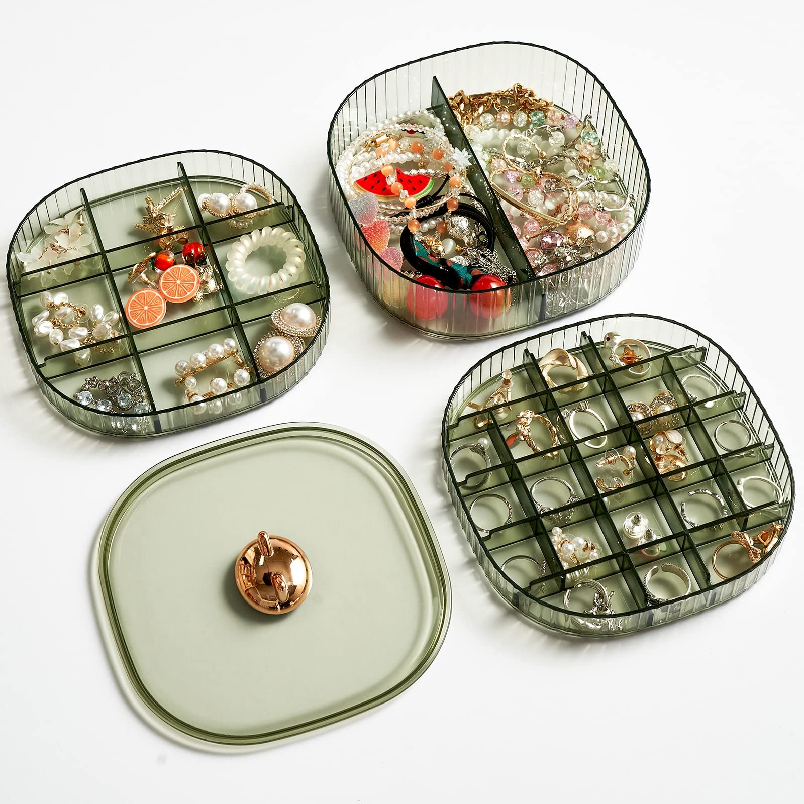 Earring Organizer,Stackable 3-Layers Clear Jewelry Box with Lid,Stud Earring ...