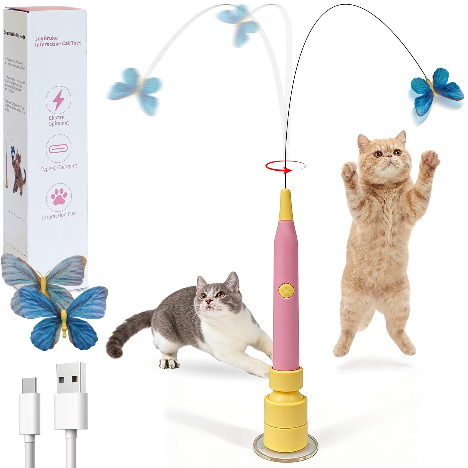 Interactive Cat Toys for Indoor Cats, Automatic Cat Wand Toy Enrichment for B...